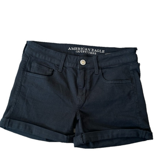 American Eagle Black denim/jean cuffed shorts size 6